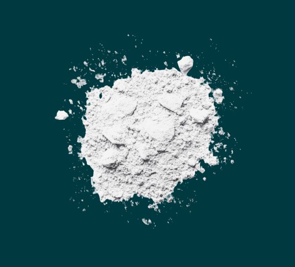 Pile of fine white mineral powder