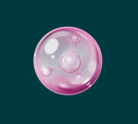 A pink bubble representing vitamin B3 niacinamide